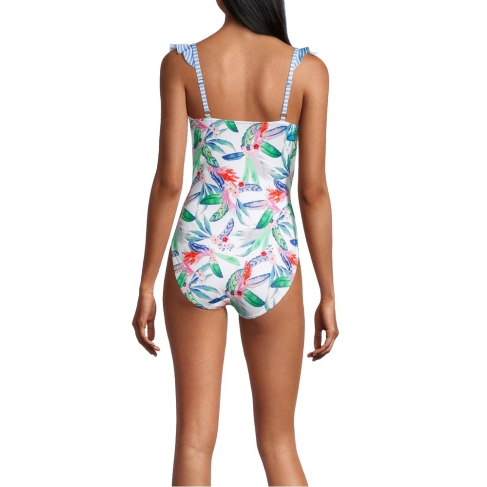 Outdoor Oasis One Piece Swimsuit Women's Sz Small White Tropical NWT - Picture 3 of 10